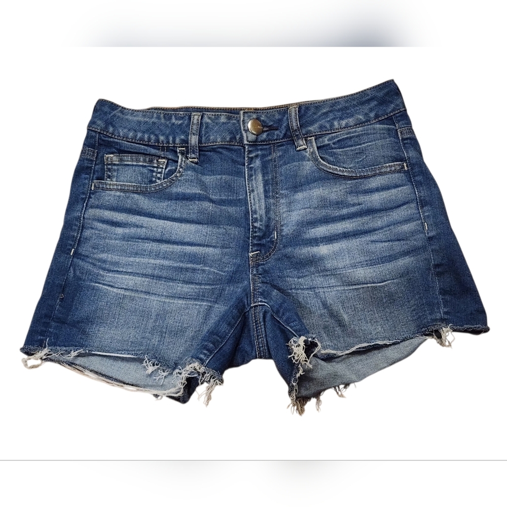 American Eagle Women’s Hi- Rise Shortie Distressed Denim Shorts